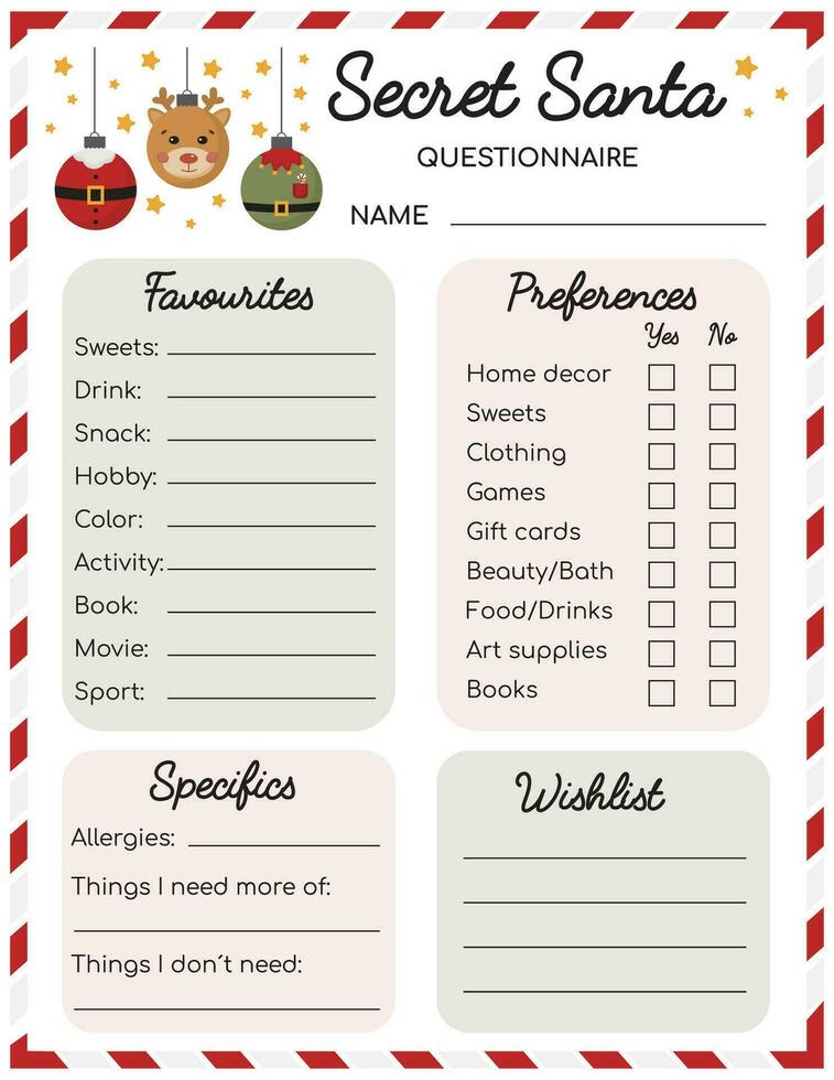 Secret Santa Questionnaire. Gift Exchange. Office Secret Santa. Workplace Gift Questionnaire. Christmas Wish list template. 35259078 Vector Art at Vecteezy secret-santa-questionnaire-gift-exchange-office-secret-santa-workplace-gift-questionnaire-christmas-wish-list-template-35259078-vector-art-at-vecteezy