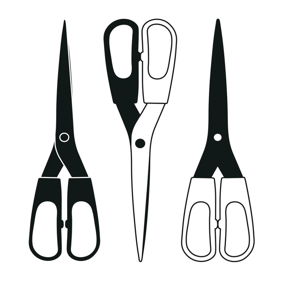 Sketch drawing of metal scissors silhouette vector