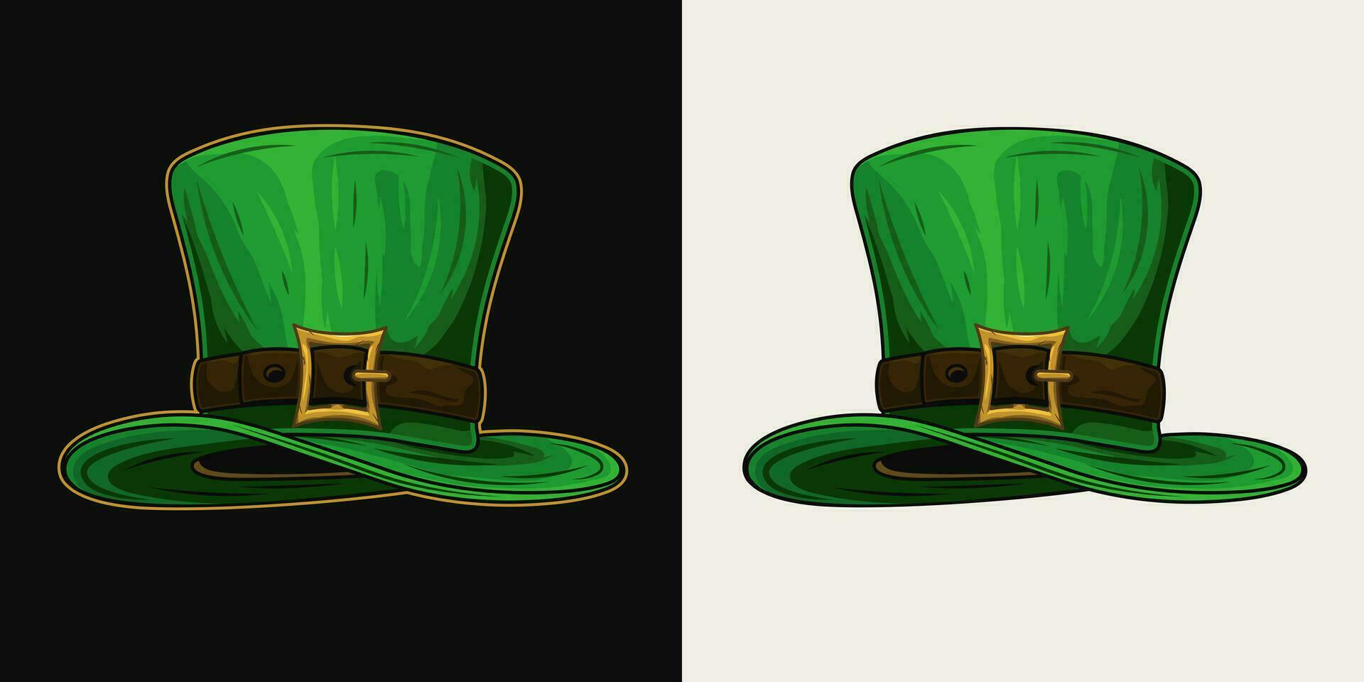 Leprechauns tall top hat with belt and golden buckle. Illustration in vintage style for Saint Patricks day decoration vector