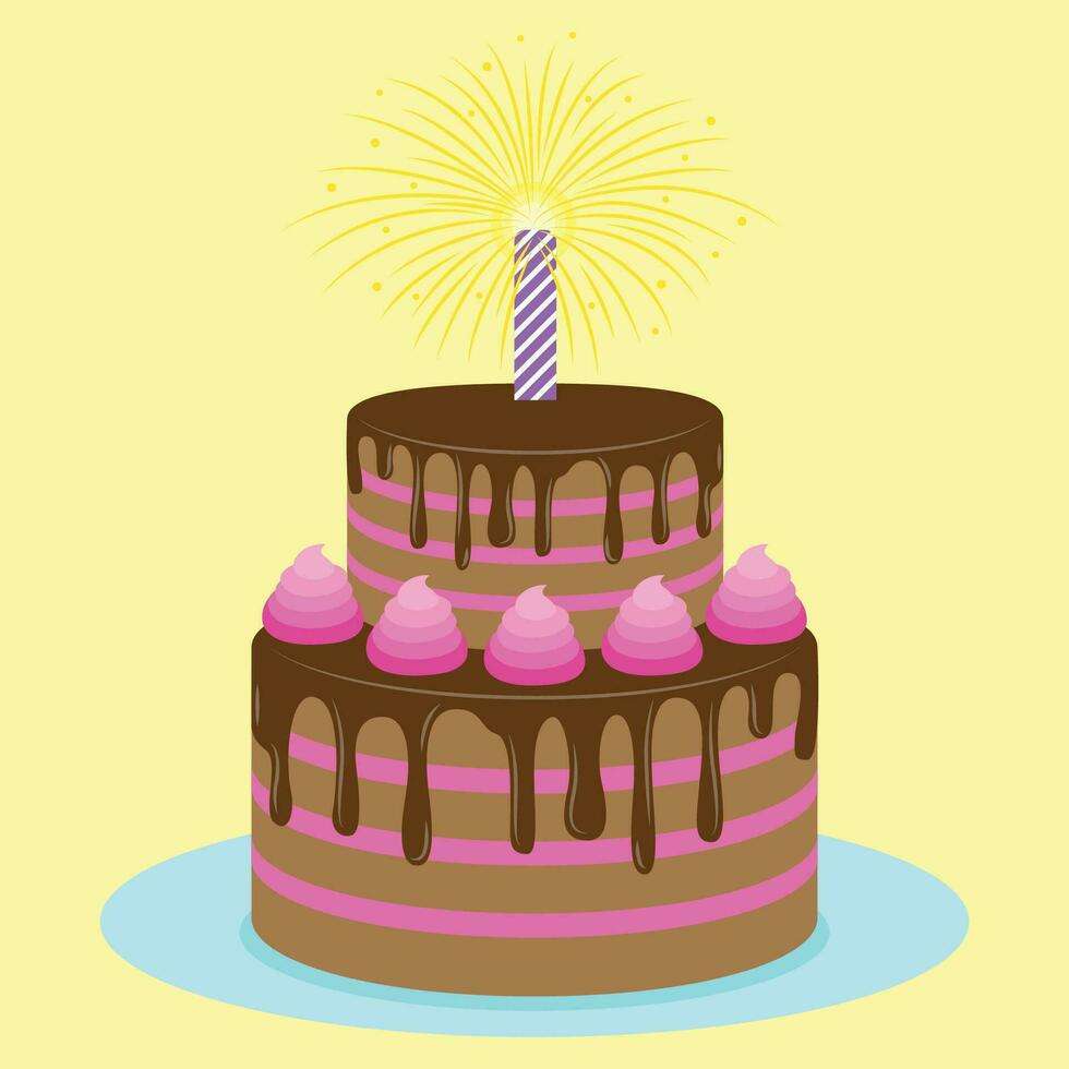 Birthday cake flat illustration vector