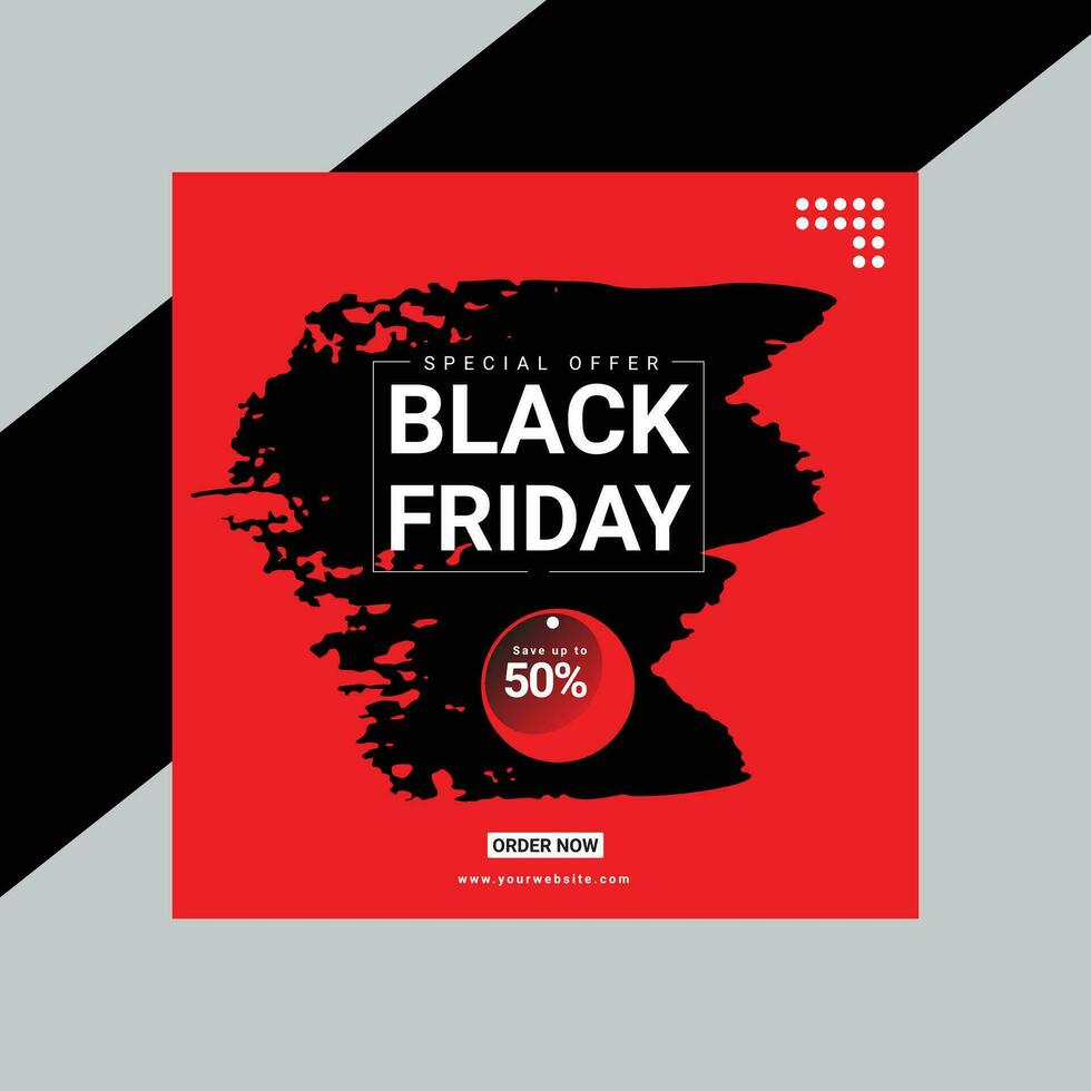 Black Friday Sale Social Media Post Banner Template. Super discount sale square flyer template. Modern and editable. Free Vector