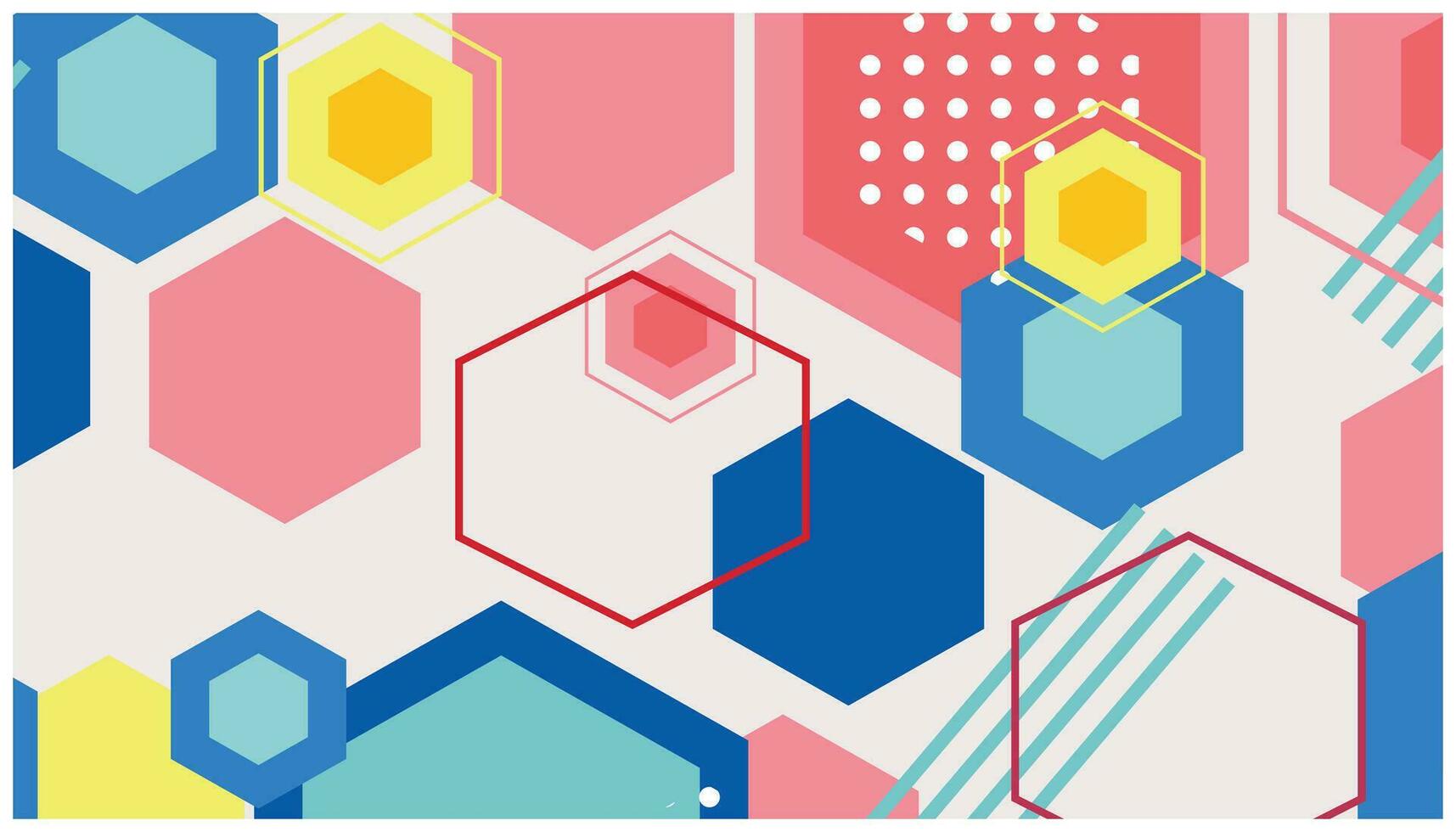 Abstract colorful geometric background with hexagons and dots. Colorful vector illustration for your design. Can be used for advertising, presentation, backdrop and banner template