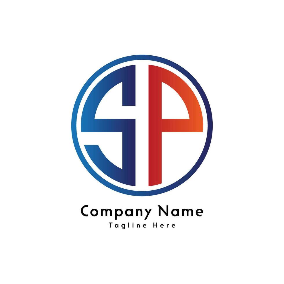 SP letter round shape logo design icon vector
