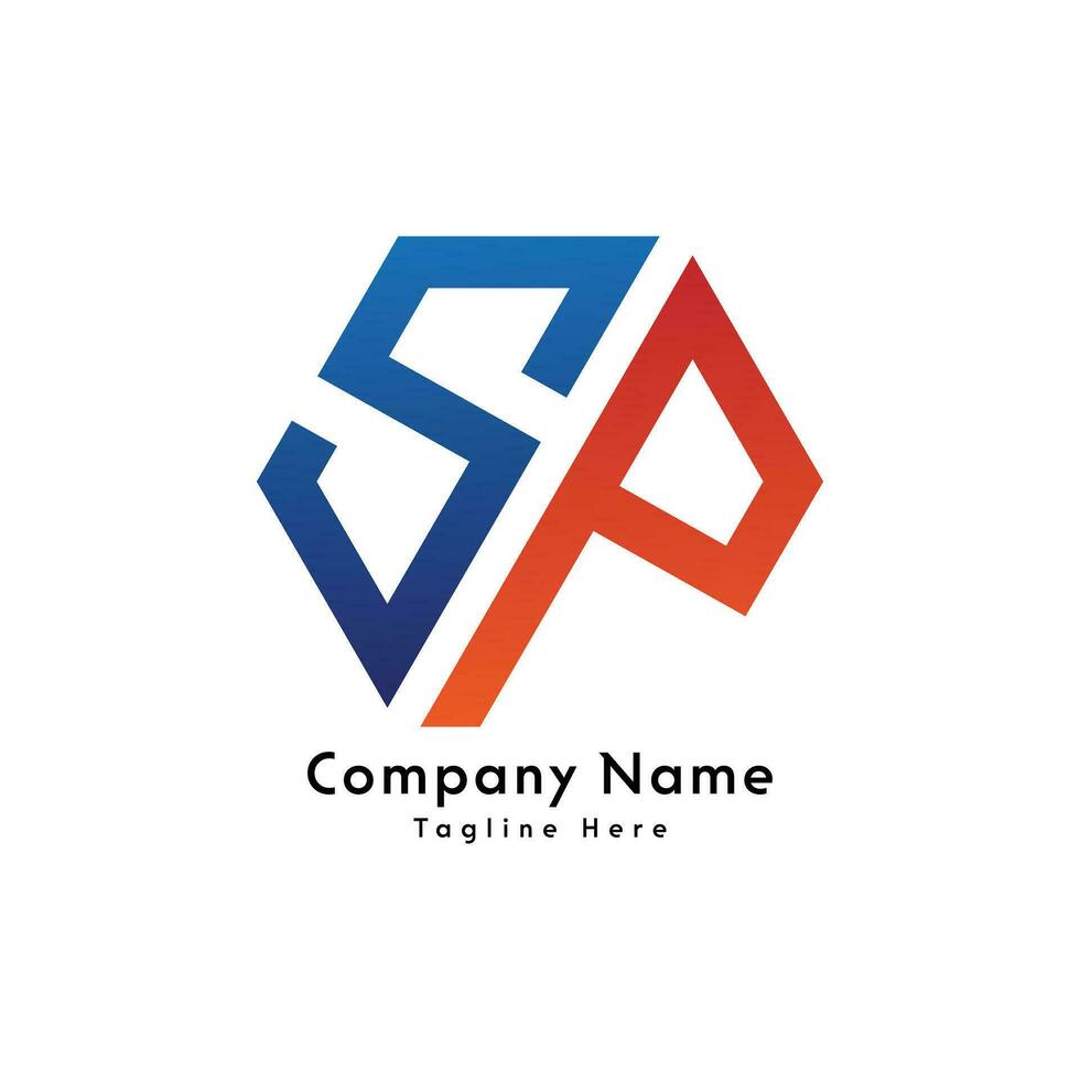 SP letter polygon shape logo design icon vector