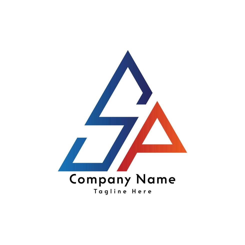 SP letter triangle shape logo design icon vector