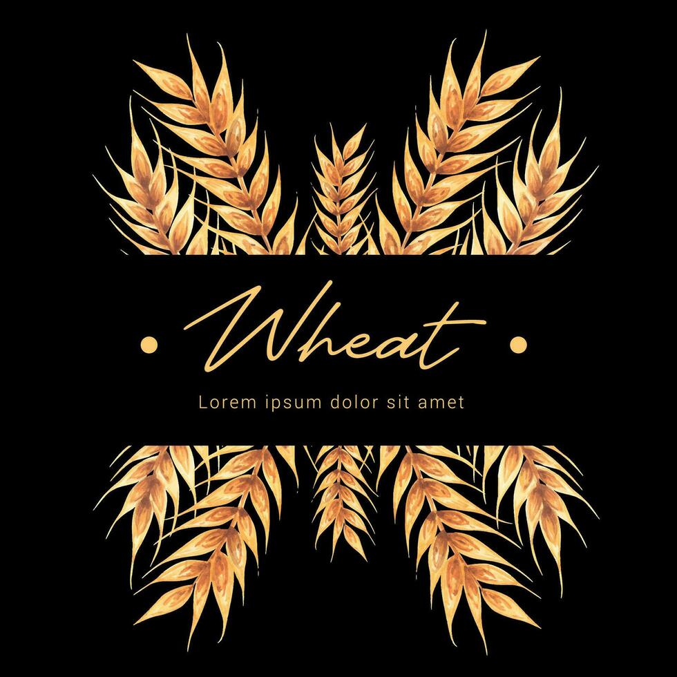 Ears of wheat. Watercolor hand drawn illustration, isolated on white background. Bakery design, flyers, menus, vector