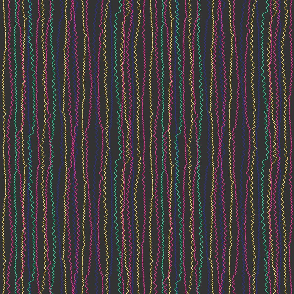 sin costura modelo con de colores olas en oscuro antecedentes. vector repitiendo textura. dibujado a mano vertical curvo líneas. mejor para tela, fondo de pantalla