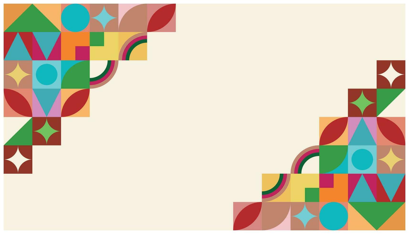 abstract background with squares, rectangles, rhombus and crosses. Vector illustration. Design elements with basic geometric shapes in full color. Simple and flat for various needs
