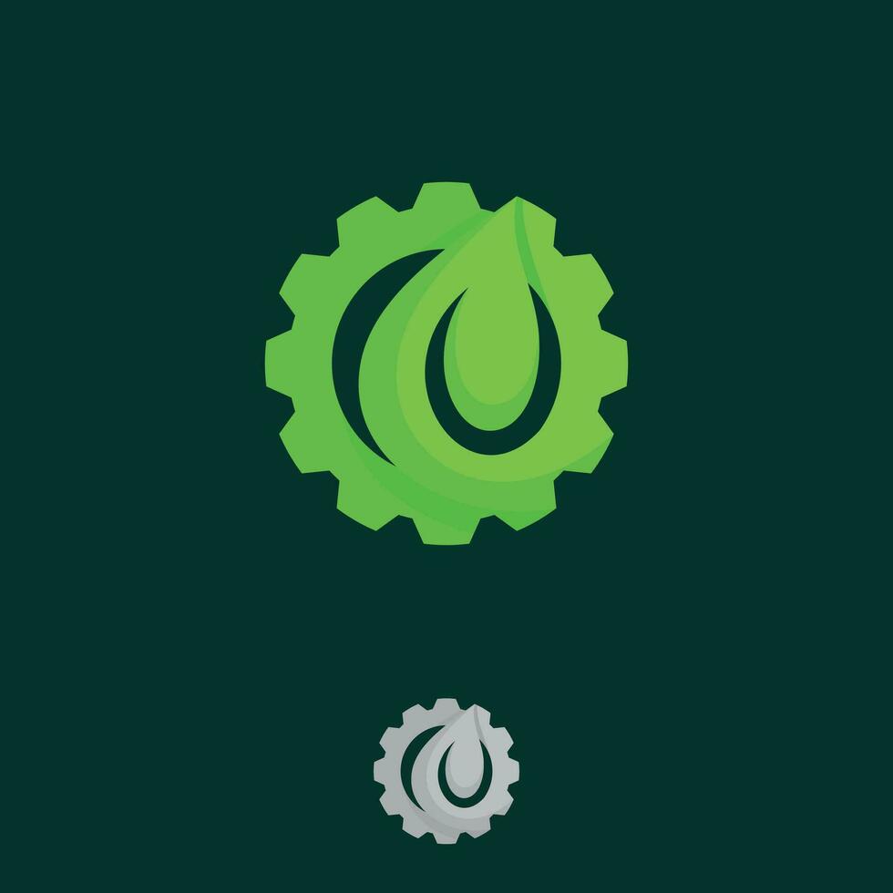 Leaf and Gear ecology industry logo concept design vector