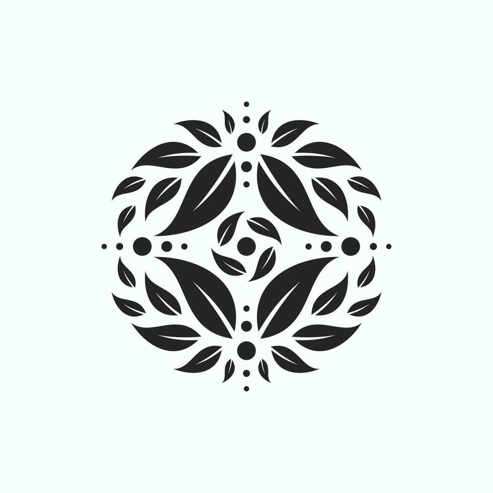 Vector logo design round florist pattern emblem