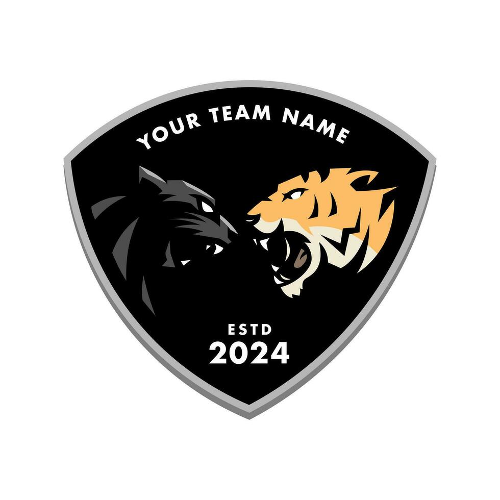 jaguar vs Tigre mascota logo diseño vector ilustración para deporte equipo, insignia, impresión diseño