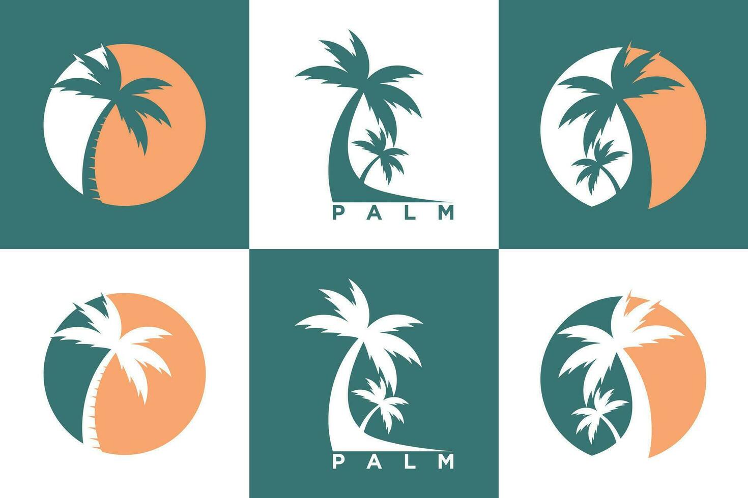 set of resort beach logo design vector with icon palm creative concept
