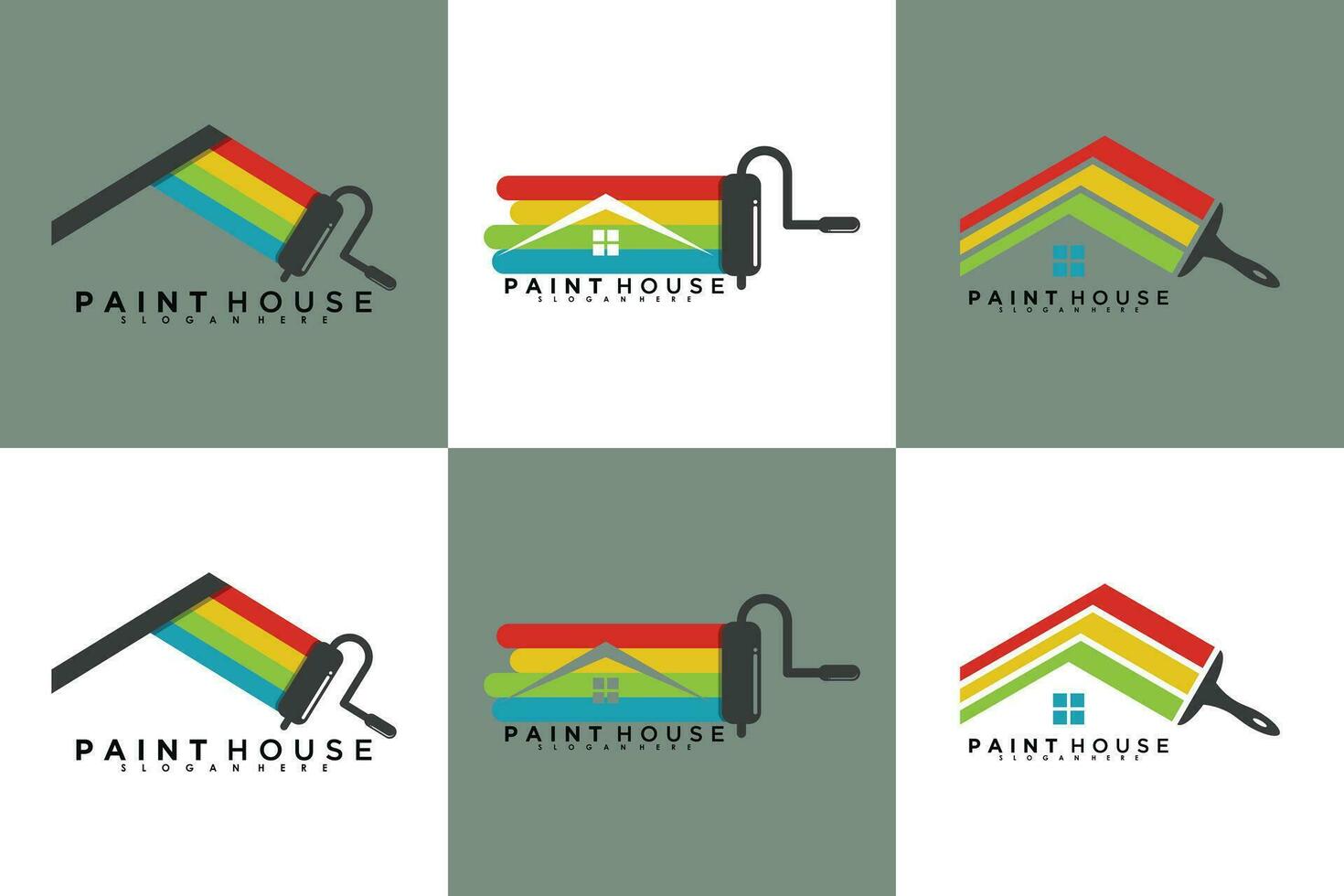 collection of house paint logo design with creative concept vector