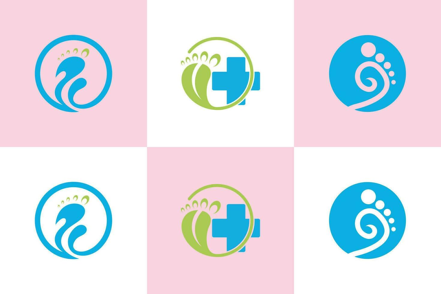 set of Foot  logo design health illustration woman pedicure salon and clinic premium vector