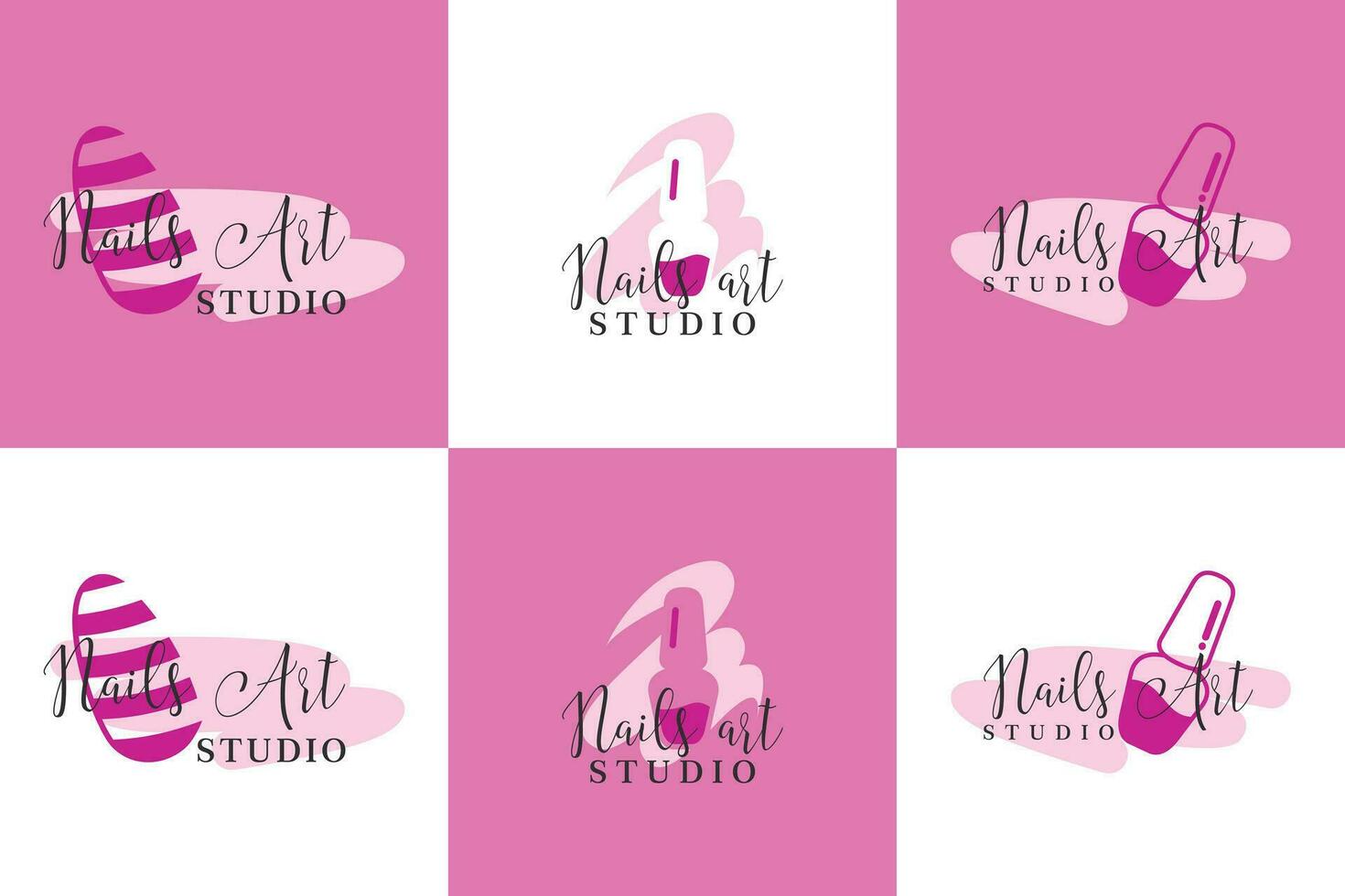 collection of nail beauty salon logo with creative concept premium vector
