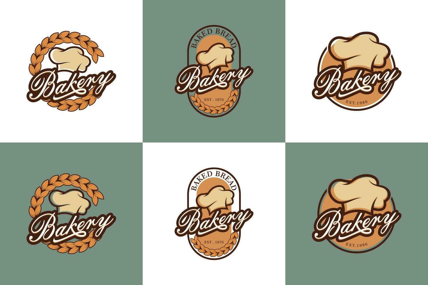 set of bakery logo template with modern concept vector