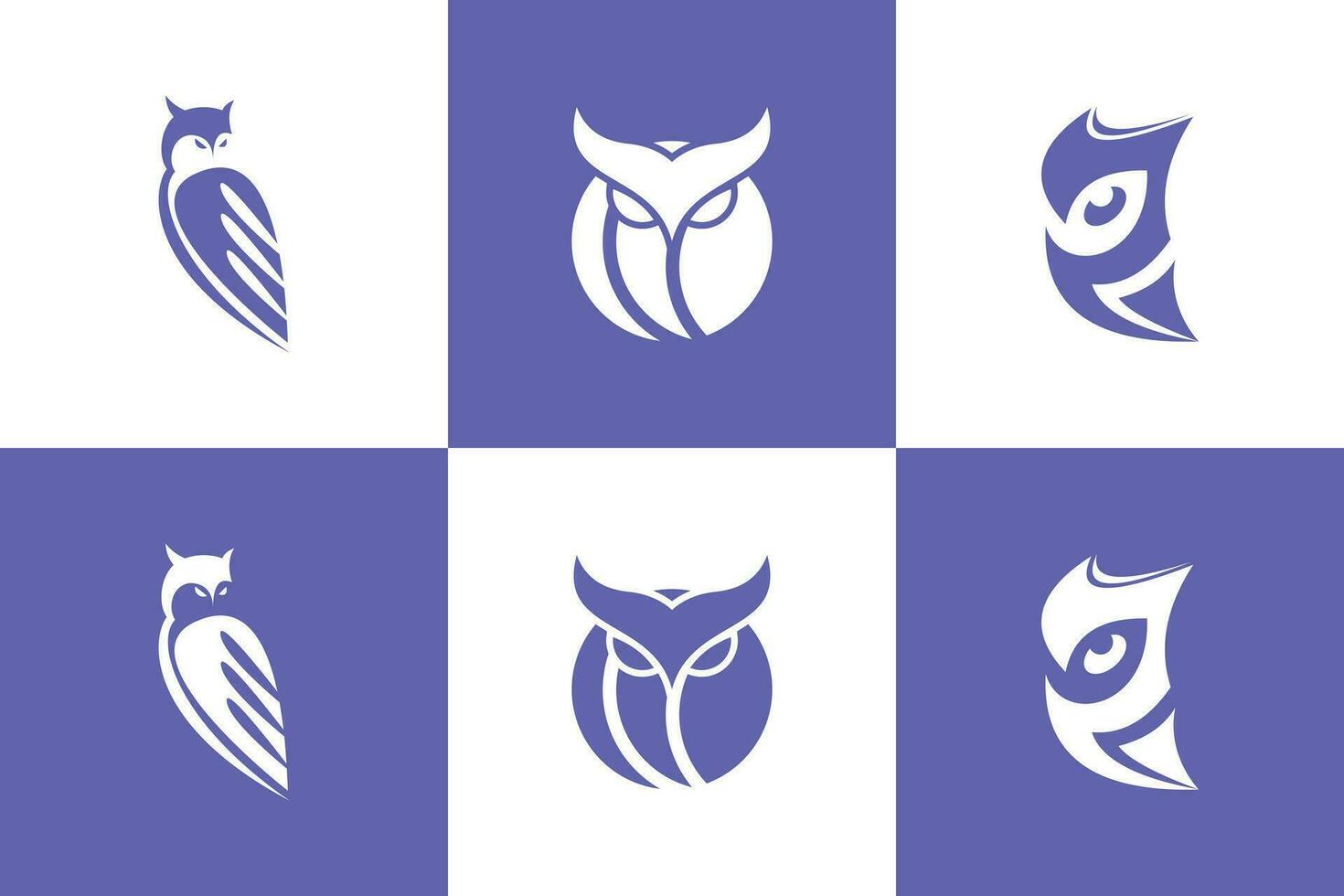 set of owl head logo design with creative concept vector