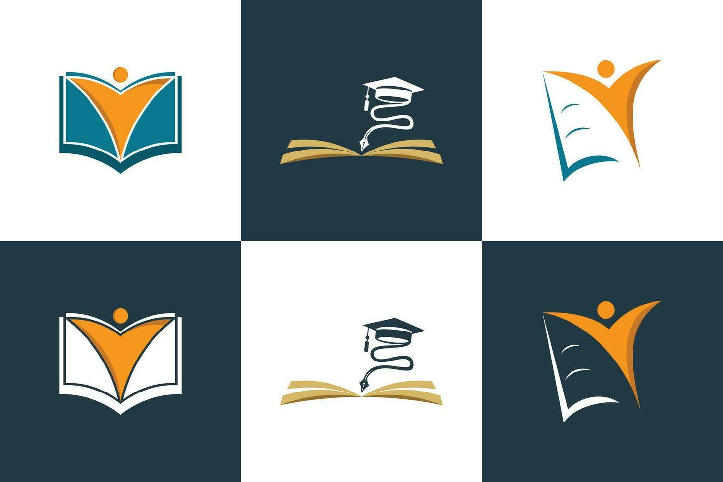 set of education logo template with  pen creative concept vector