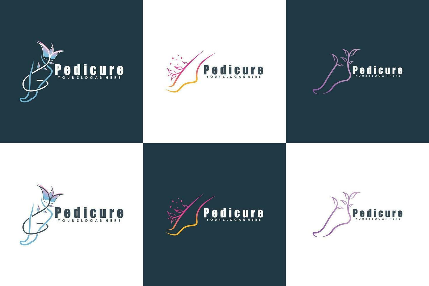 collection of menicure pedicure logo with foot illustrasi logo design vector