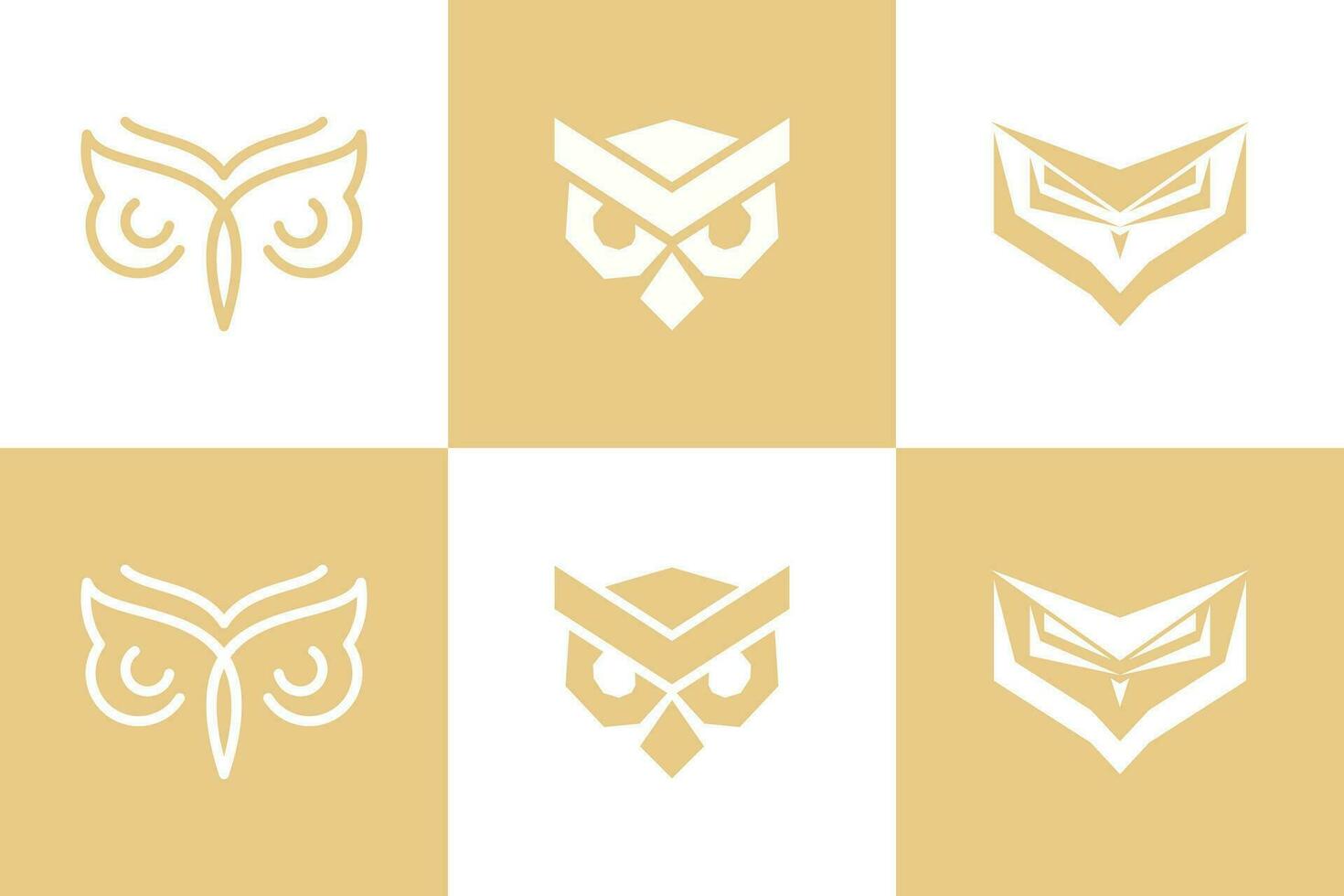 set of owl head logo design with creative concept vector