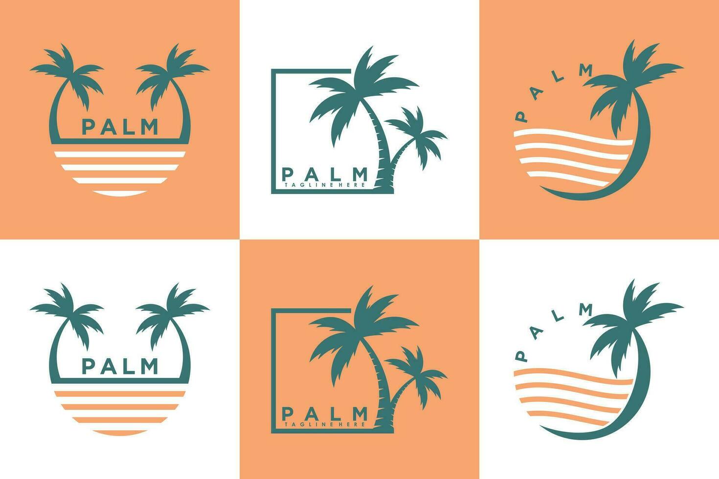 set of resort beach logo design vector with icon palm creative concept