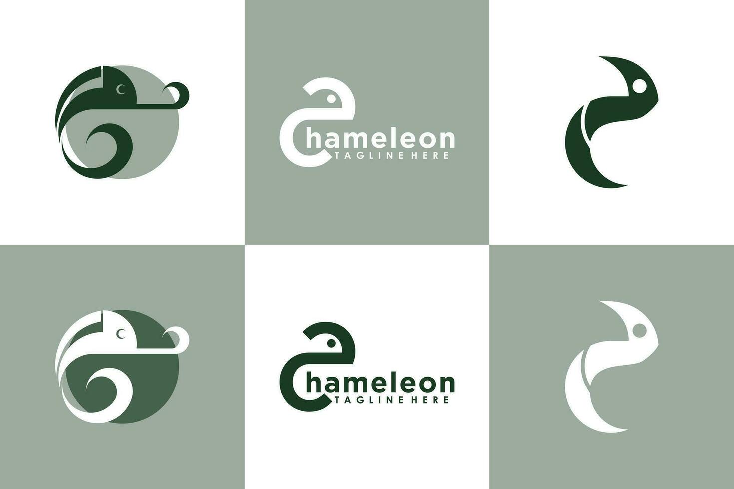 collection of chameleon logo design with modern concept vector
