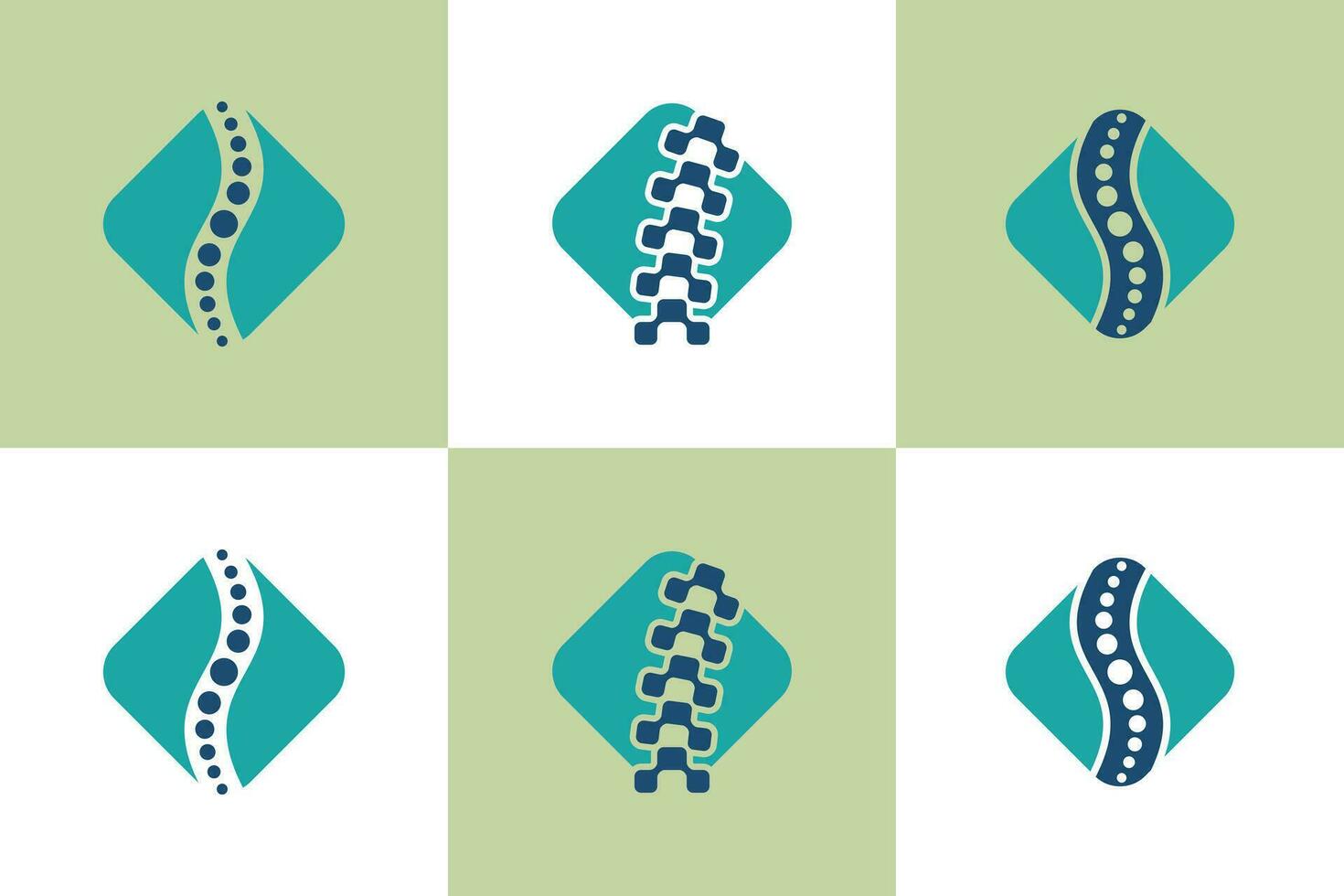 collection of chiropractic logo design with spine concept vector