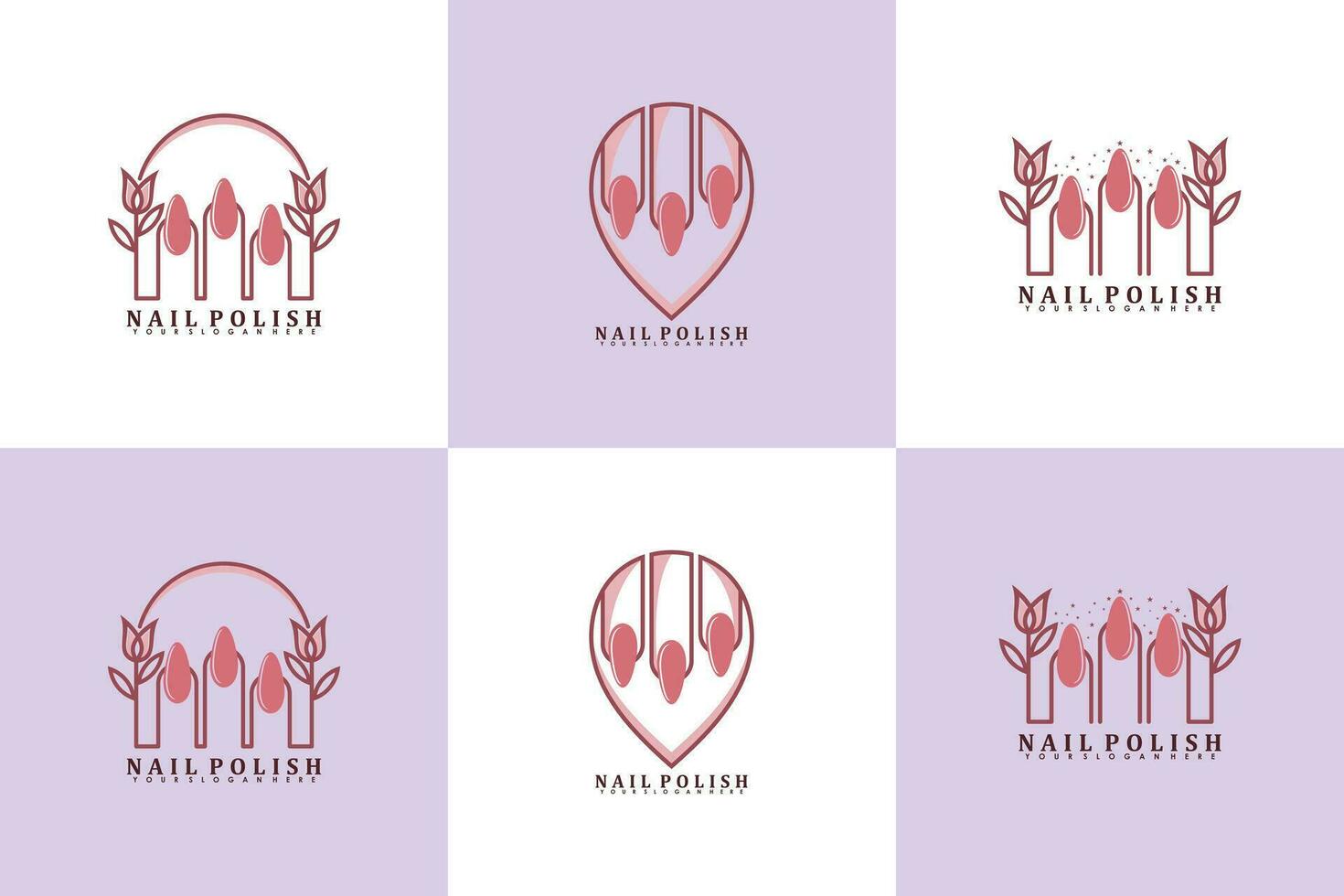 collection of nail beauty salon logo with creative concept premium vector
