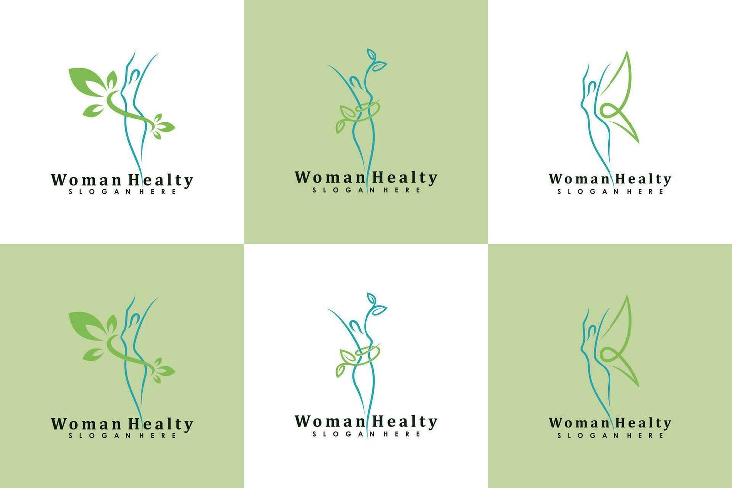 set of woman healty logo design life vector