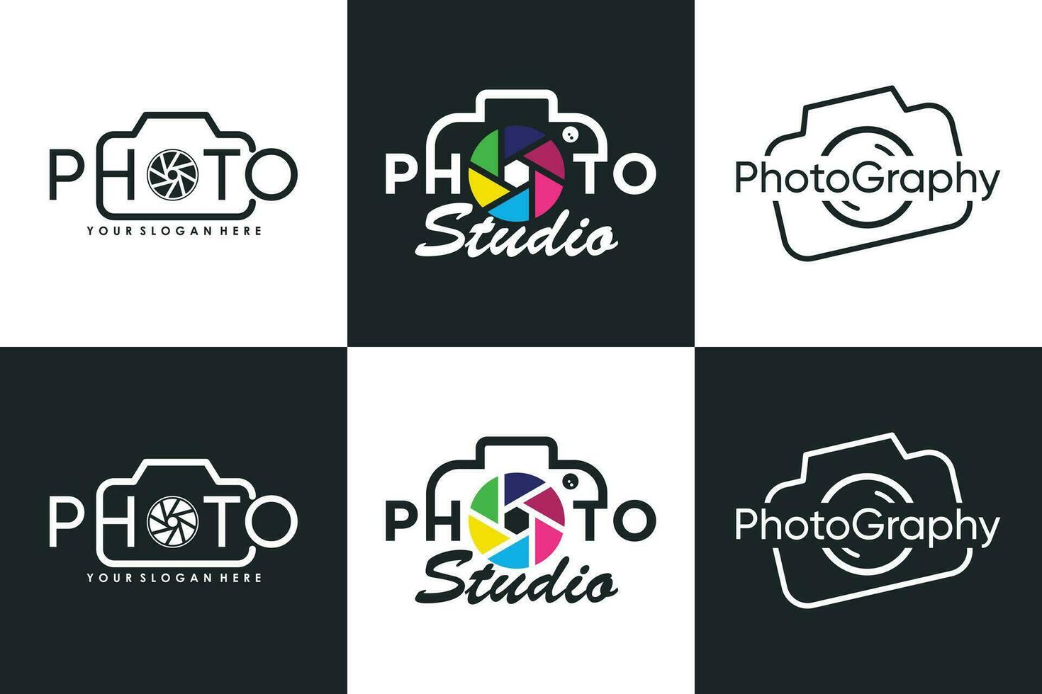 set of camera logo design with modern concept premium vector