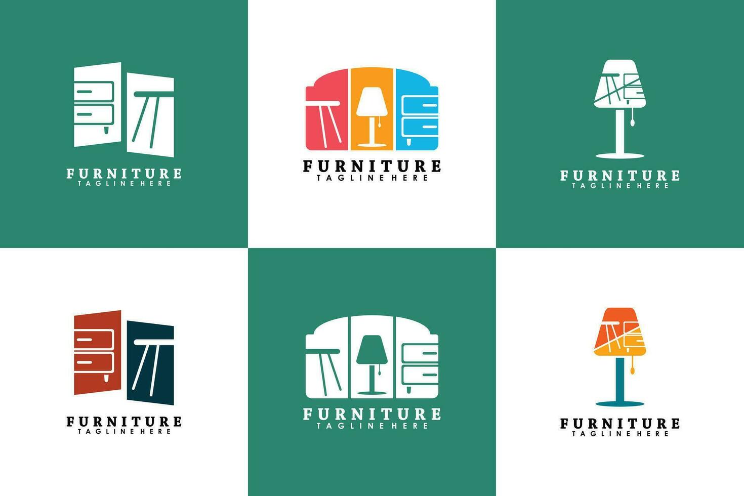 set of furniture logo design with modern concept vector