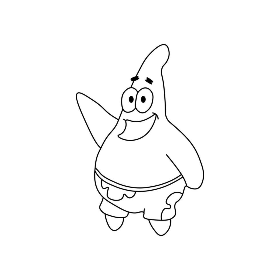 Patrick Star, outline draw vector
