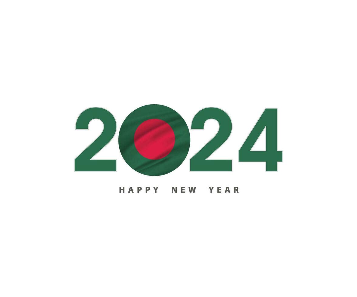 el nuevo año 2024 con el Bangladesh bandera y símbolo, 2024 contento nuevo año Bangladesh logo texto diseño, eso lata utilizar el calendario, deseo tarjeta, póster, bandera, impresión y digital medios de comunicación, etc. vector