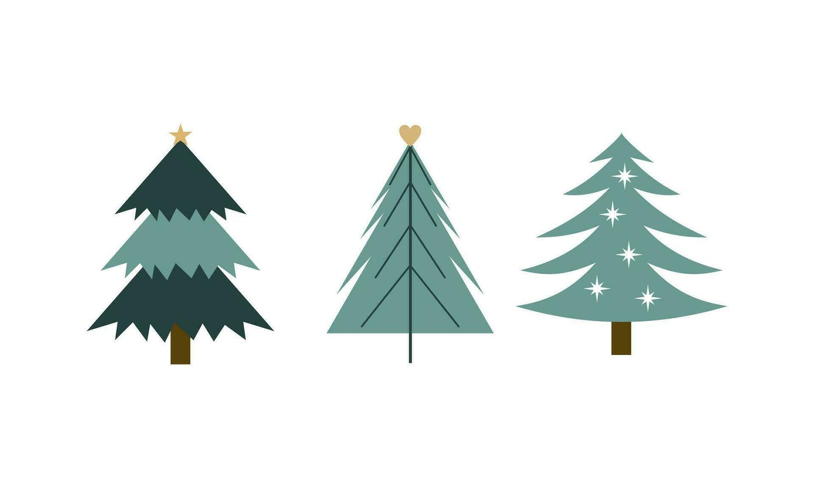 colección de Navidad arboles con decoraciones vistoso vector ilustración en plano dibujos animados estilo