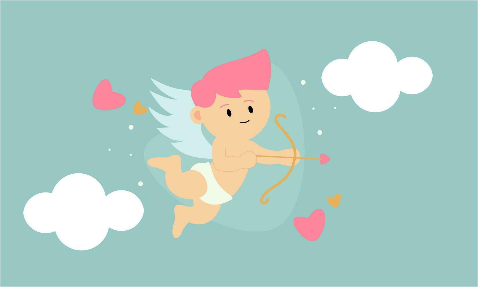 Cupids sky valentine day background vector