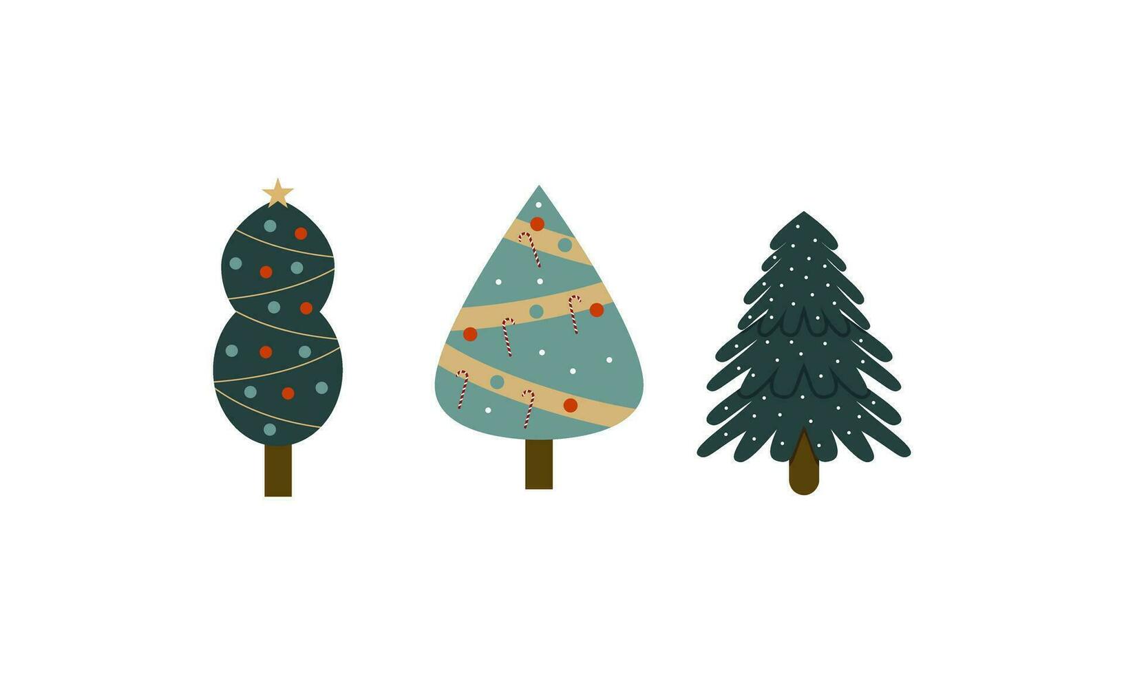 colección de Navidad arboles con decoraciones vistoso vector ilustración en plano dibujos animados estilo