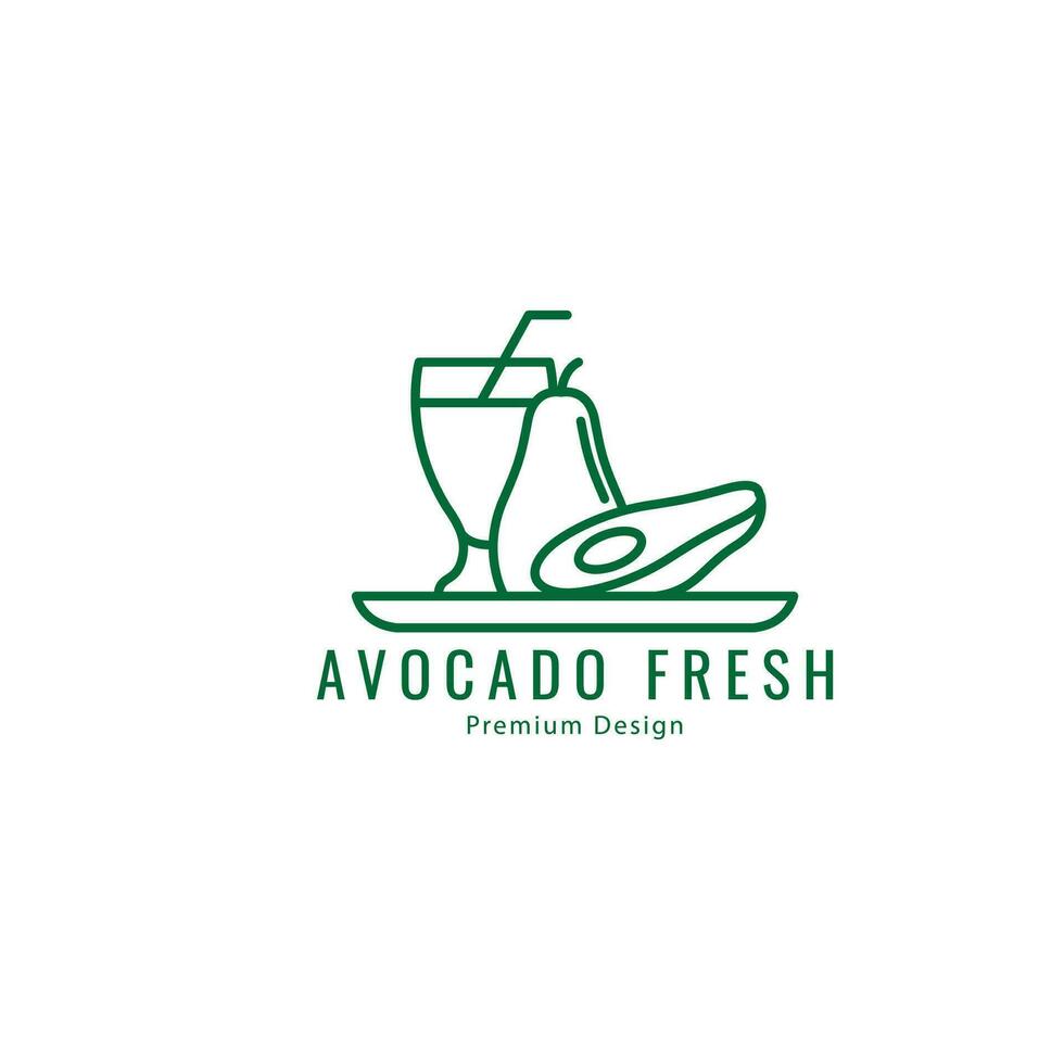 avocado juice logo icon minimalist design template vector