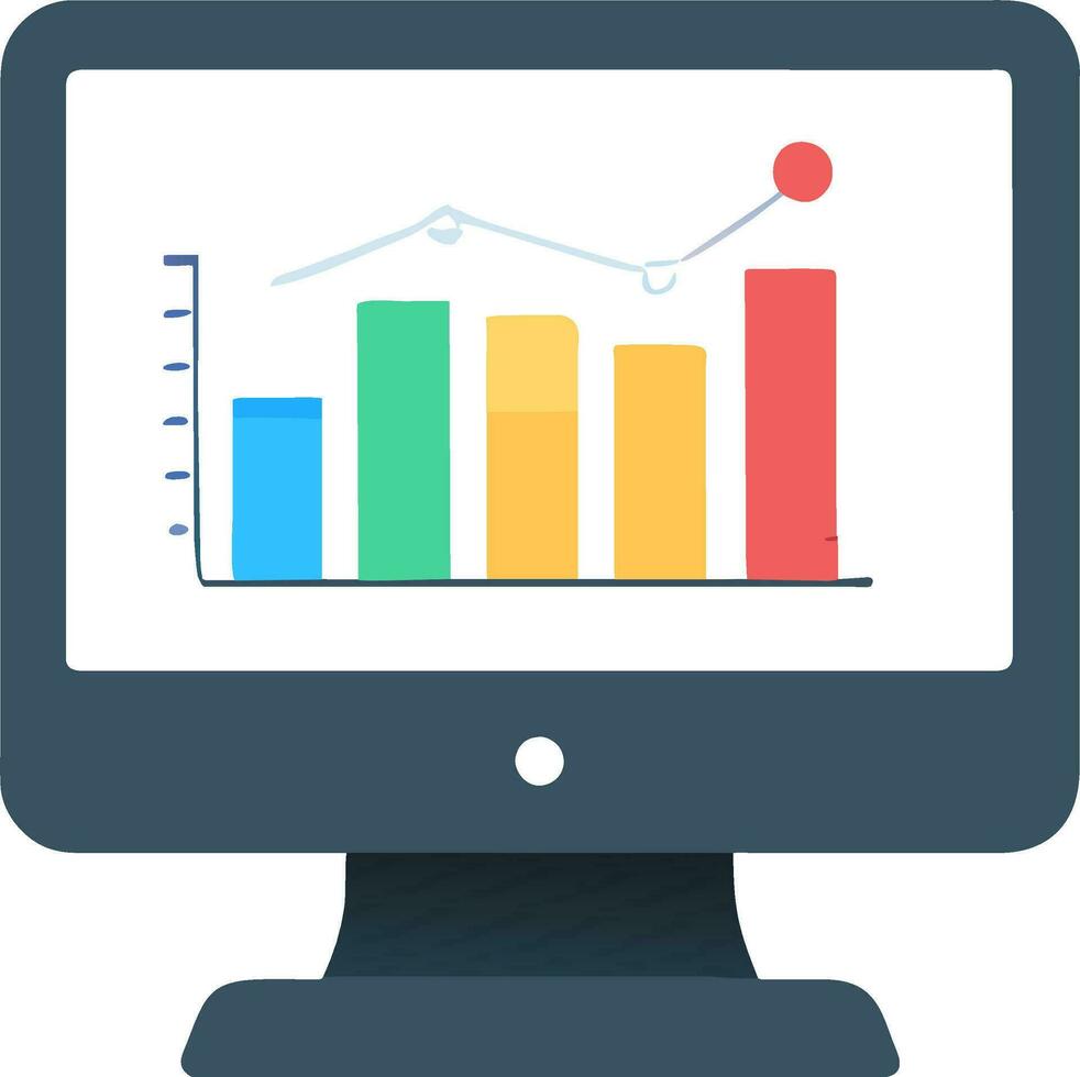 a computer monitor with a bar chart on it vector