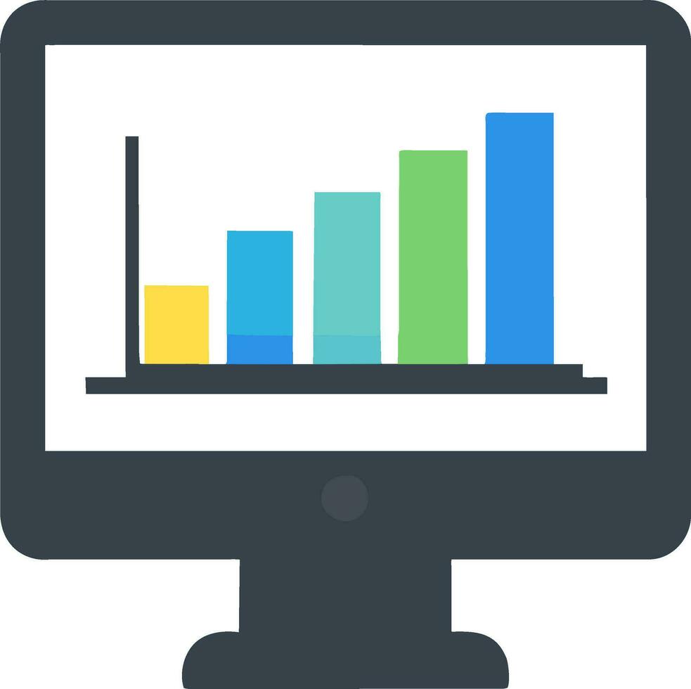 a computer monitor with a bar chart on it vector