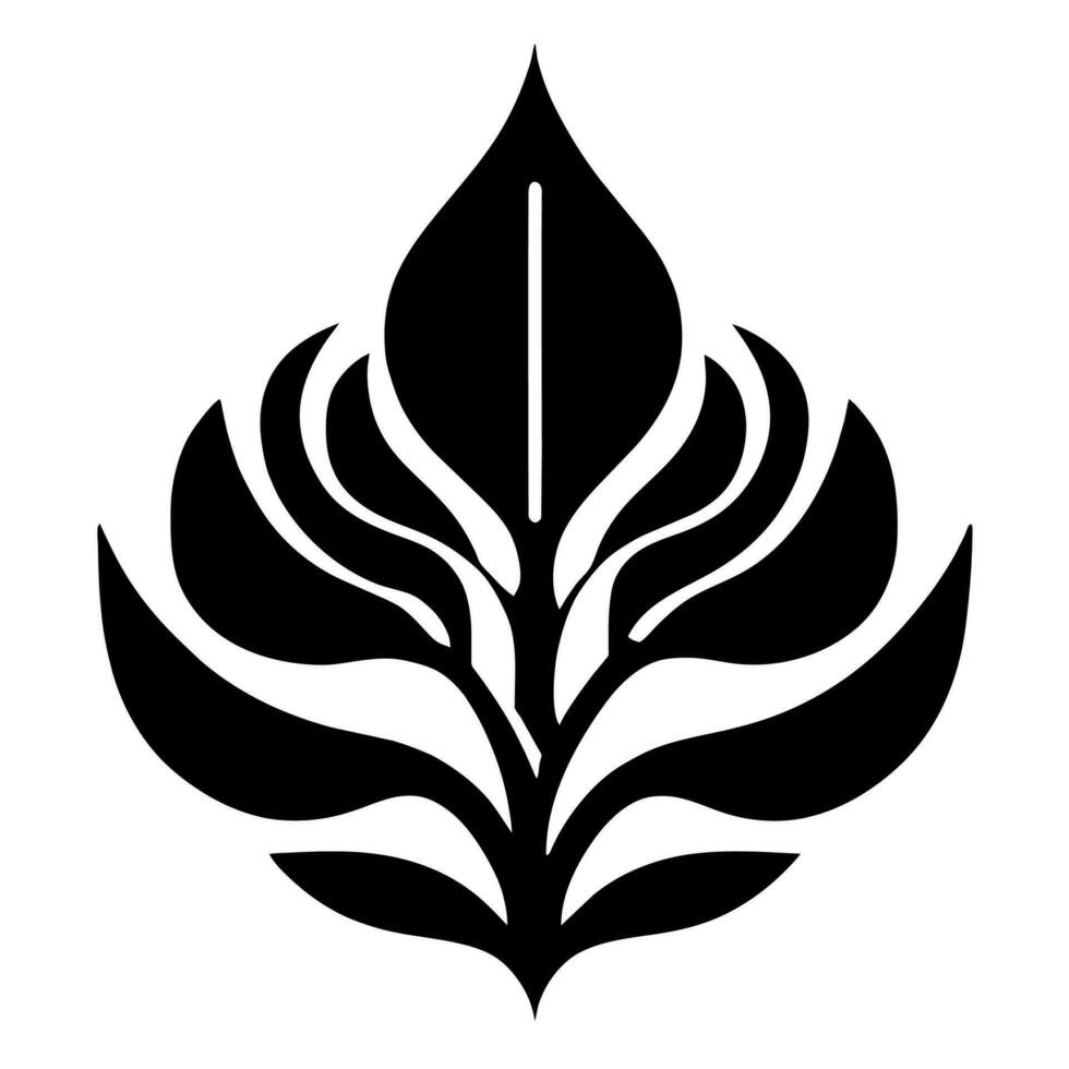 a black logo of a leaf vector