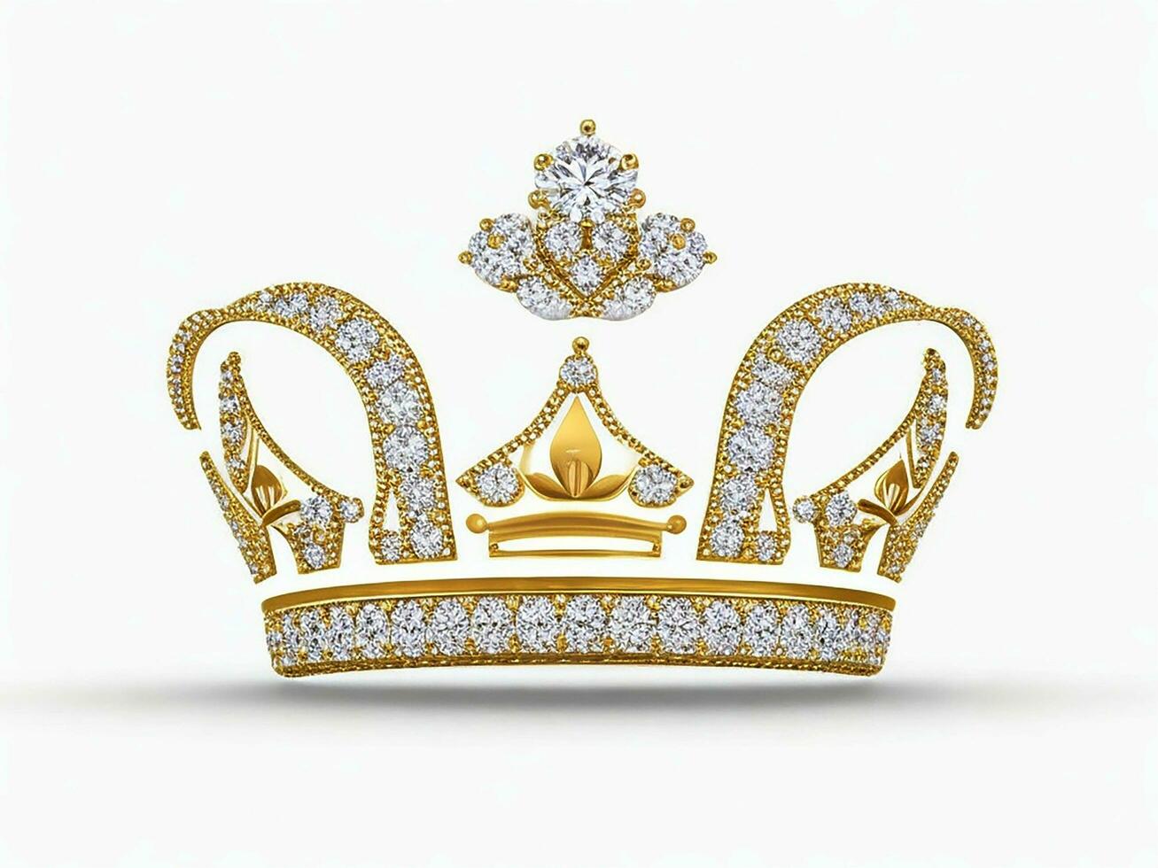 AI generated Golden crown with diamond icon white background ai generated photo