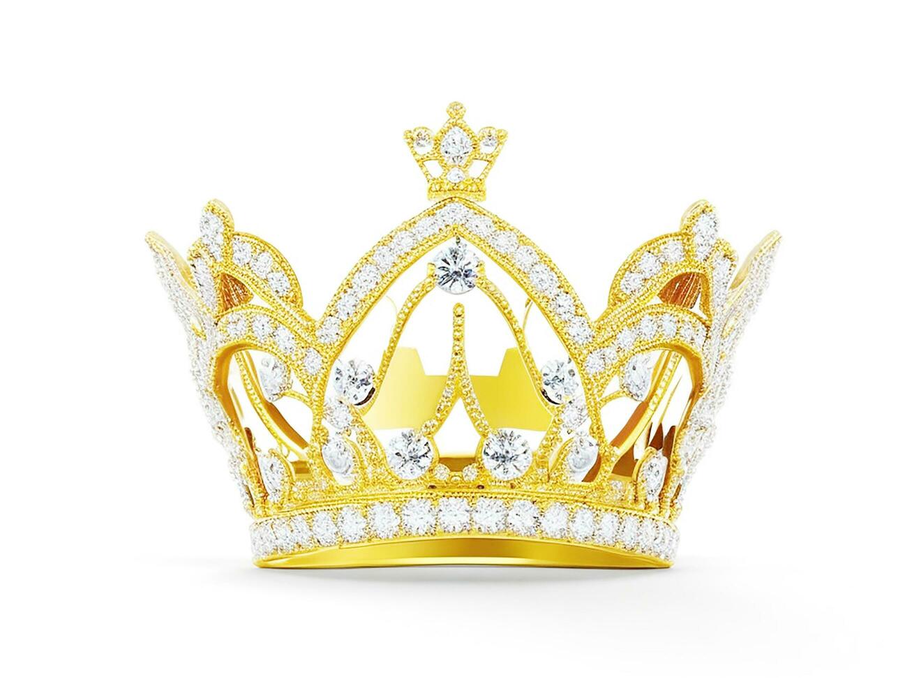 AI generated Golden crown with diamond icon white background ai generated photo