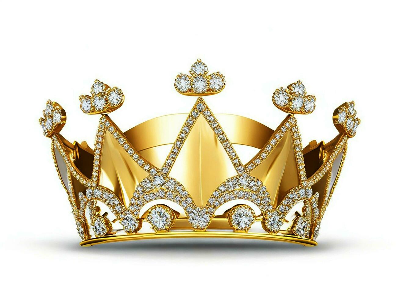 AI generated Golden crown with diamond icon white background ai generated photo