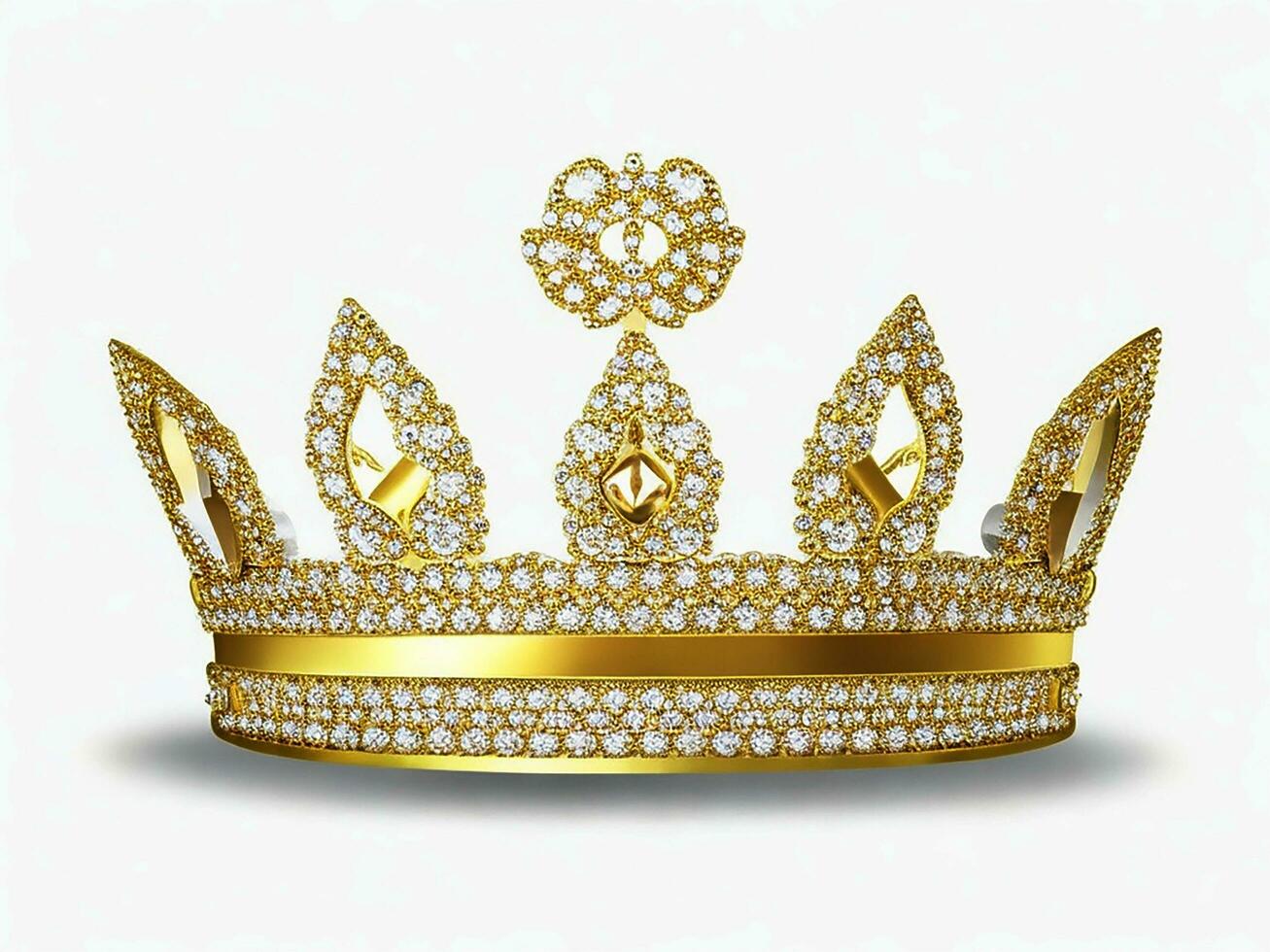 AI generated Golden crown with diamond icon white background ai generated photo