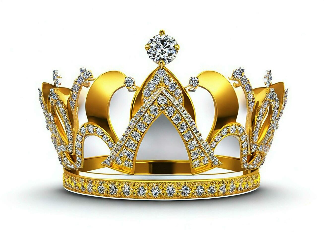 AI generated Golden crown with diamond icon white background ai generated photo