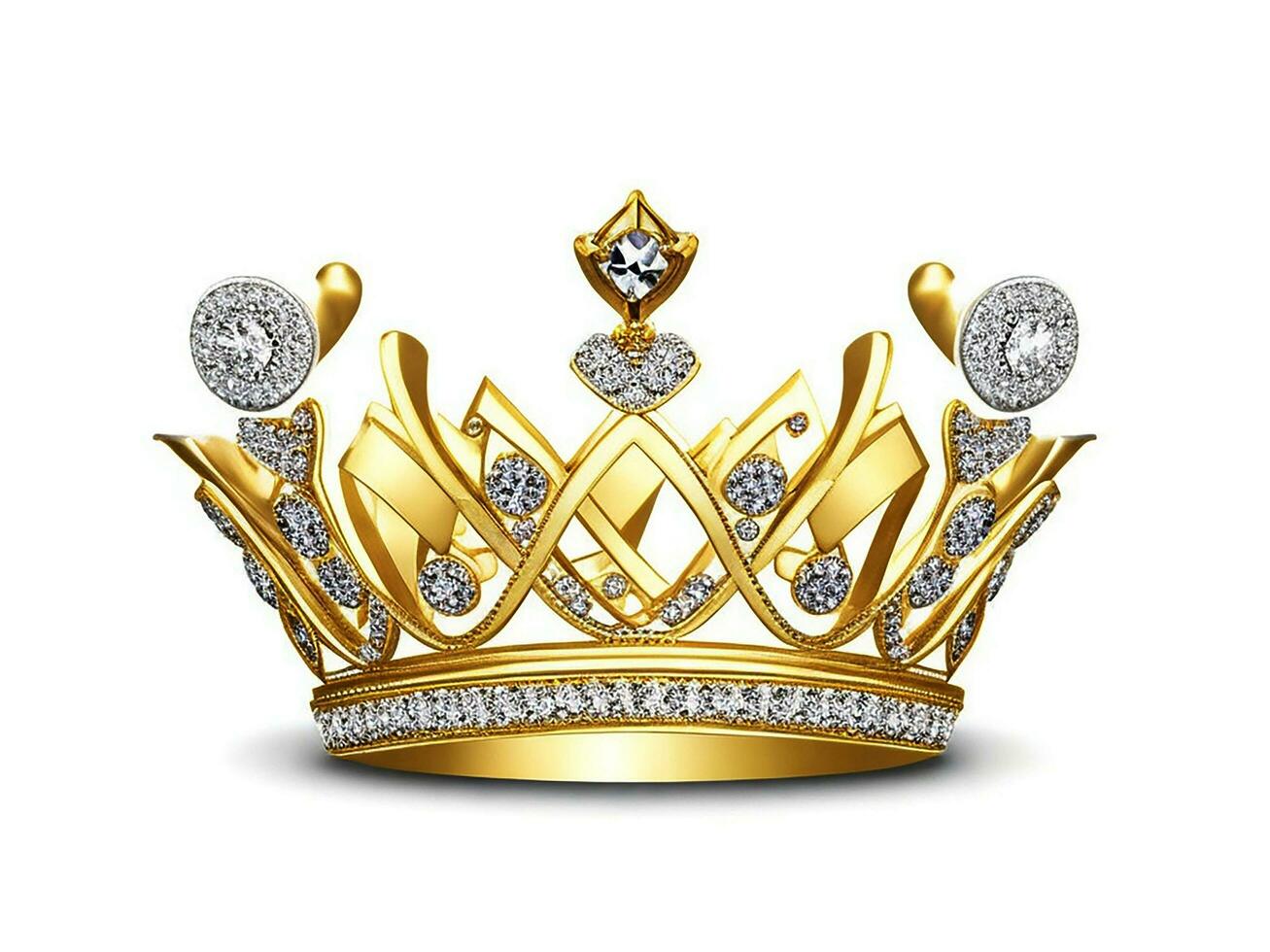 AI generated Golden crown with diamond icon white background ai generated photo