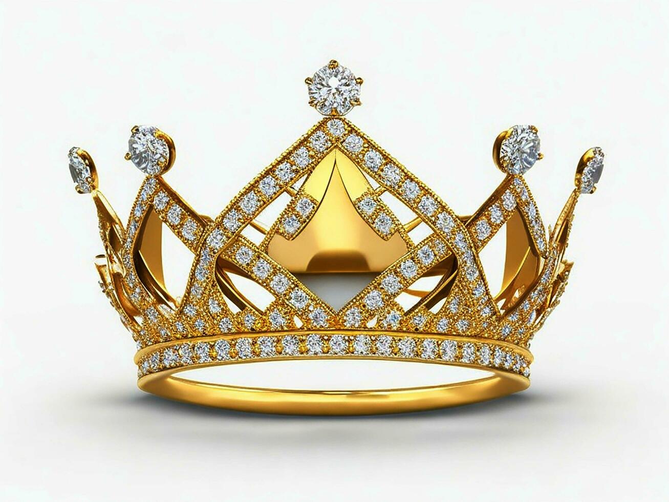 AI generated Golden crown with diamond icon white background ai generated photo