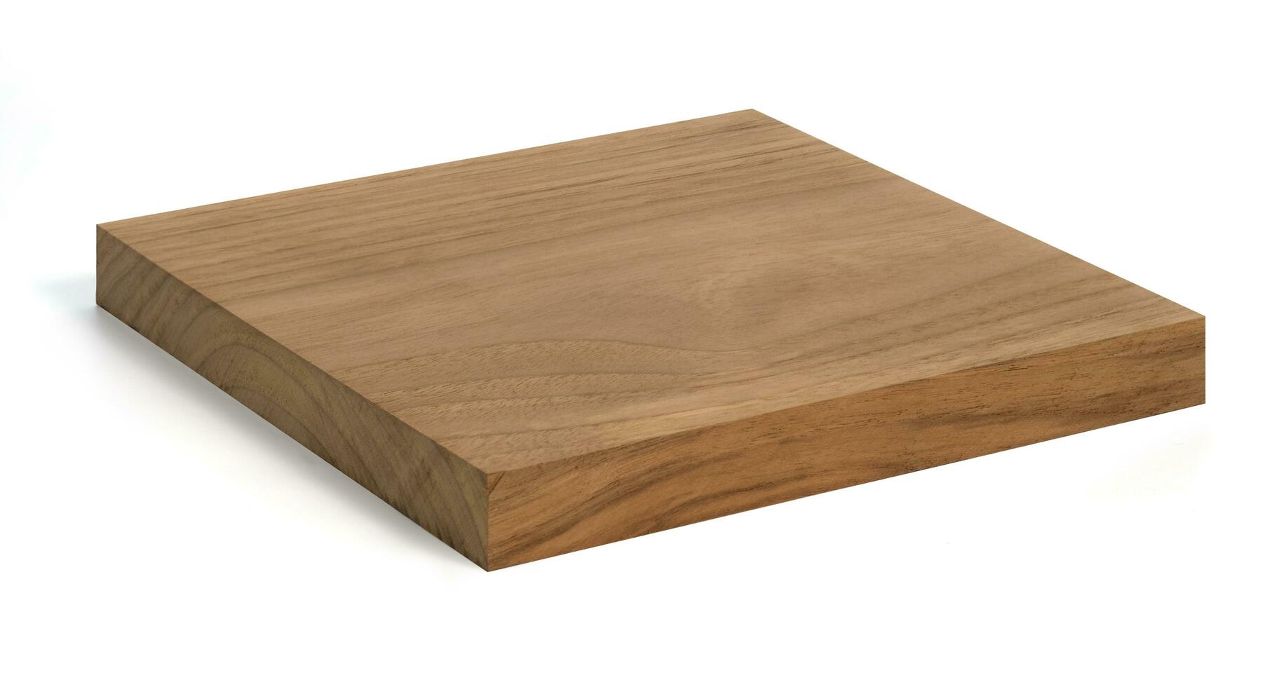 marrón madera dura corte tablero para cocina accesorios cuadrado forma en un blanco antecedentes. foto