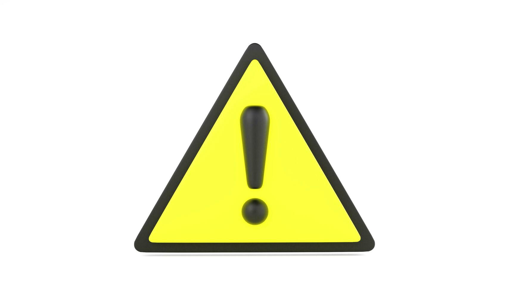 Realistic yellow-black triangle warning sign, front view, 3d rendering, illustration. photo