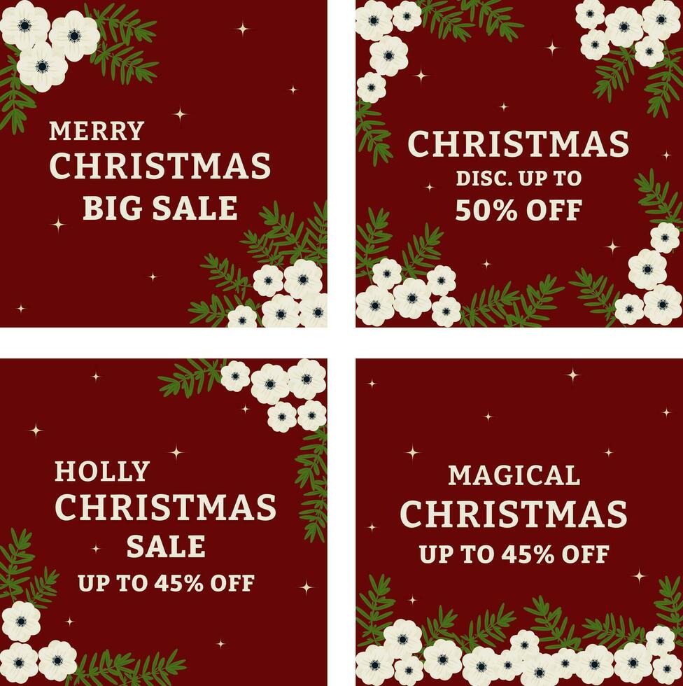 elegant christmas template set for social media marketing vector